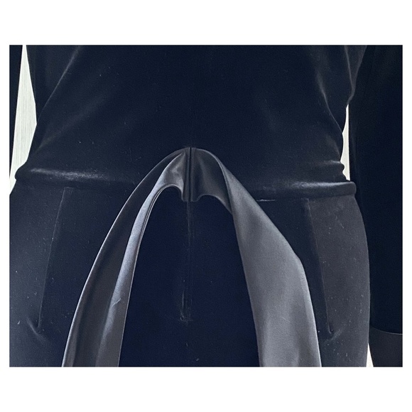 SOLD $$$ TADASHI SHOJI XL Black Velvet Faux Wrap Dress Satin Cuffs + Tie MINT - Picture 10 of 11